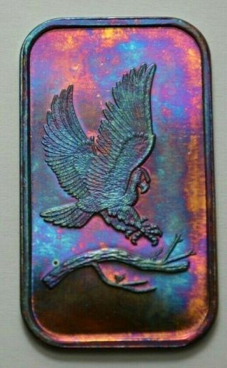 Rare Vintage Flying Eagle 1 Oz.  999 Fine Silver Bars By Silvertowne,  Toned,