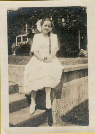 Antique Photograph 1910s Edwardian Girl White Dress Fashion Americana
