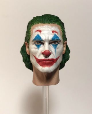 1:6 Scale Custom Painted Serious Joker Head Sculpt Juaquin Phoenix Ooak
