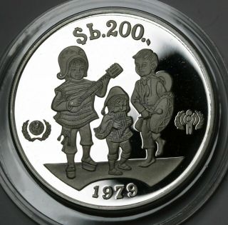 1979 Bolivia - 200 Pesos - Int.  Year Of Child - Proof Silver Crown - Very Rare