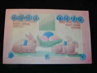 Antique Postcard - Easter Greetings - Heavily Embossed C1908,  Very Victorian 5