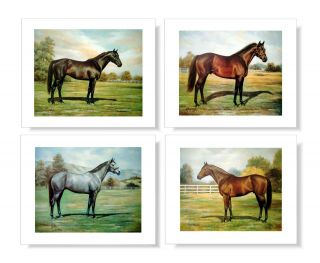 Rare 20th Century Racehorse Set Of 4,  Signed & Numbered Prints,  By Kelly