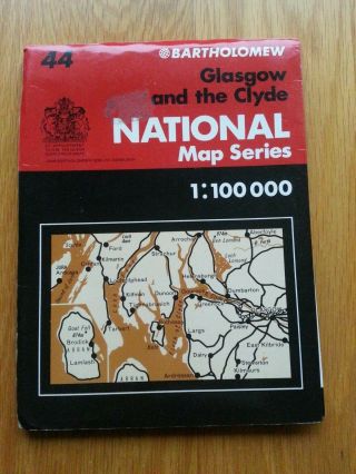 Bartholomew Map Of Glasgow And The Clyde Scotland No.  44 Fold Out Scottish Map