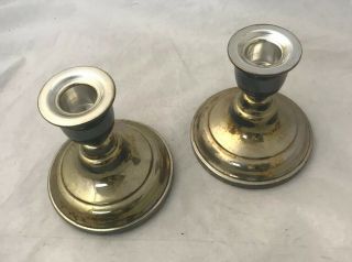 Antique Silver on Copper Candlesticks Made In England 2