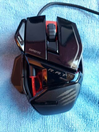 Rare Mad Catz Wired Laser Gaming Mouse [usb] R.  A.  T.  Te Tournament Gloss Black