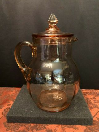 Rare,  Vintage Pink Depression Glass Pitcher With Lid -