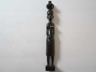 Rare Hand Carved Wood African Tribal Woman Statue 12 1/8 " Tall.  Signed An Dated