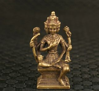 Blessing Chinese Old Bronze Tibet Buddha Art Statue Figure Noble Gift Table Deco