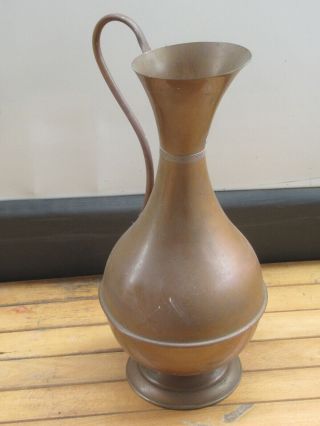 Large Vintage Copper Jug Pitcher Vase 16 " Tall,  Old Antique Decor Props Display