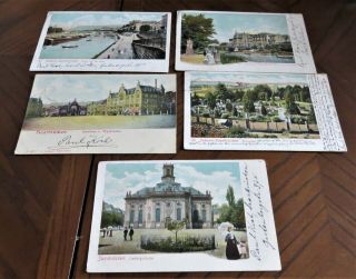 Vintage Postcard X 5 Saarbrucken Germany Antique 1902 - 3 U/d Back