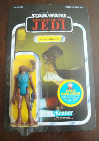 Vintage Star Wars Rotj Hammerhead Moc Action Figure - Kenner 48 - Back 1983