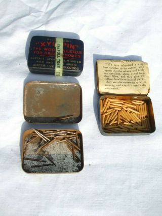 2 VINTAGE/ANTIQUE ' XYLOPIN ' TINS OF GRAMOPHONE NEEDLES,  1 SONGSTER 2
