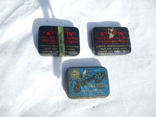 2 VINTAGE/ANTIQUE ' XYLOPIN ' TINS OF GRAMOPHONE NEEDLES,  1 SONGSTER 3