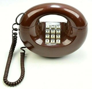 Vintage Western Electric Art Deco Mid Century Modern Brown Donut Phone Rare