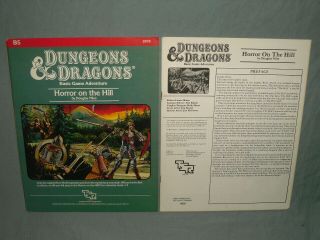 D&D 1st Edition Module - B5 HORROR ON THE HILL (RARE - and EXC, ) 2