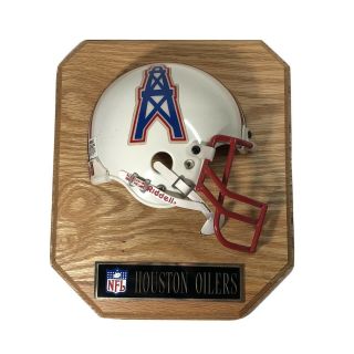 Vintage Houston Oilers Mini Helmet Plaque Nfl Oak Wood Display Rare