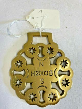 Vintage N.  H.  B.  S Pierced Horse Brass