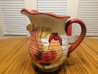 Susan Winget Le Rooster Large Pitcher,  Certified International,  Rare