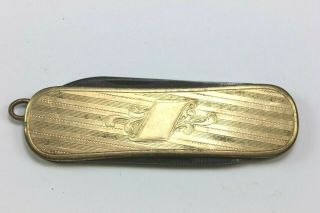 Antique S.  O.  B.  Co.  Watch Fob Gold Two Blade Folding Knife