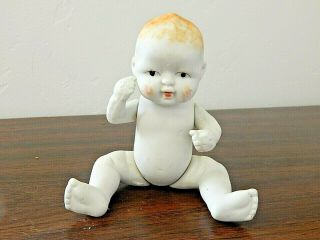 Antique/vintage Small 7 " Jointed Bisque Baby Doll,  Made In Japan