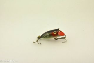 Vintage Heddon Tiny Lucky 13 Spook Antique Fishing Lure Green Scale Cr4