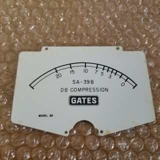 Rare Vintage Gates Sa - 39b Db Compression 4 " Panel Meter Dial Only.