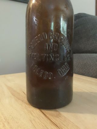 Antique 1890 Glass Bottle Toledo Brewing And Malting Co.  Toledo,  Ohio.