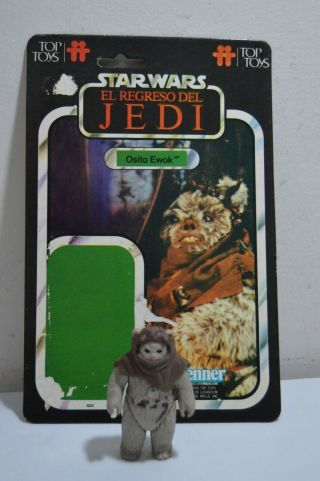 Very Rare Vintage Star Wars Top Toys Argentina Chief Chirpa Osito Ewok With Card