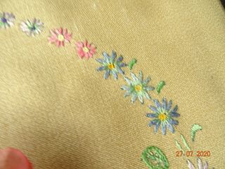 Hand embroidered Ecru Cushion Cover - circle of flowers 3
