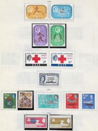 14 Fiji Stamps From Quality Old Antique Album 1963 - 1965