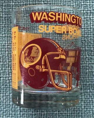 Vintage 1983 Washington Redskins Bowl Champion Bar Whiskey Glass Rare