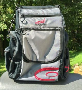 Disc Golf Rare Red Feather Backpack Bag Black/gray 20 Disc Capacity Rainfly