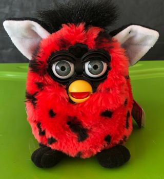 Vintage Rare1999 Furby Lady Bug Red/black Spots Tags Gray Eyes