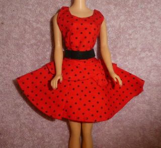Vintage Barbie Clothes - Vintage Barbie Clone Red Polka Dot Dress