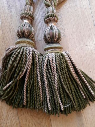 Large Antique French Passementerie Curtain Rope Tie Backs