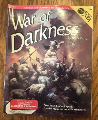 Ultra Rare War Of Darkness Role Aids Ad&d Adventure 1986 W/map Frazetta Cvr