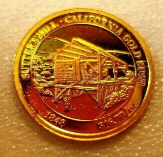 Rare Find Solid 14 Kt Gold Coin California Gold Rush 1/2 Gram Read All