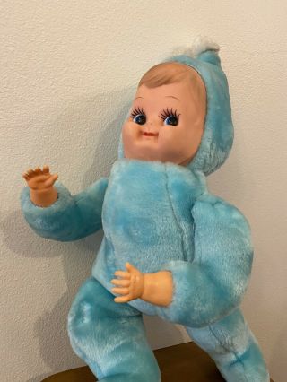 Rushton Rubber Face Baby Doll In Blue Snow Suit - Vintage - Cute - Rare