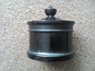 Vintage Turned Wooden Real Ebony Pot With Lid