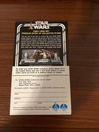 1977 Vintage Star Wars First 12 Mail Away Display Stand Offer Sheet Rare