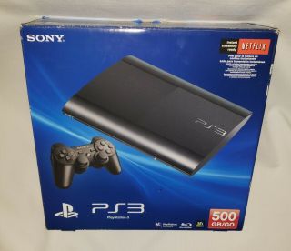 Playstation 3 Ps3 Slim 500gb Black Console Box Only Rare