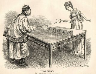 Antique 1901 Print Table Tennis Ping Pong Ball Net Sport Olympic Paddle