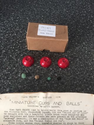 (s) Rare Vintage Magic Trick Miniature Cups And Balls By Hans Trixer