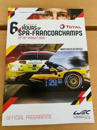 Official Spa 6 Hours Wec 2020 Programme Porsche Ferrari Toyota Le Mans Rare