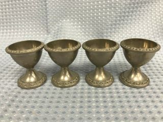 Set Of Four Vintage Silver Plated Egg Cup Holders Detailed Boarder Design 6 Cm