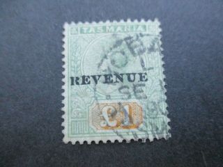 Tasmania Stamps: £1 Tablet Overprint Revenue - Rare - (j59)