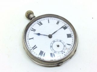 A Antique Vintage Sterling Silver Mechanical Pocket Watch Fob Swiss Made