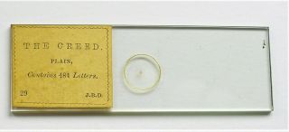 Antique Microphoto Microscope Slide,  By J.  B.  Dancer,  The Creed