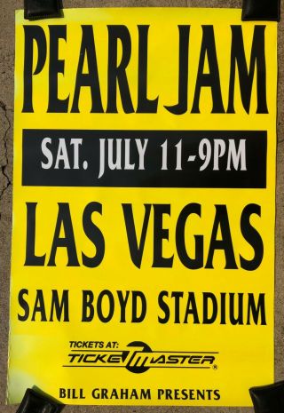 Rare 1998 Pearl Jam Sam Boyd Stadium Las Vegas,  Nv Concert Poster
