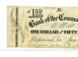 $1.  50 " Bank Of The Commonwealth " (rare Denomination) $1.  50 " Virginia " Crispy